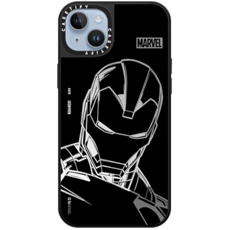 Casetify Mirror iPhone 14 Plus Case 【Iron Man Co-Lab/Reflective / 4.9ft Drop Protection/Compatible with Magsafe】 - Iron Man - Black - Silver on Black - Image 3