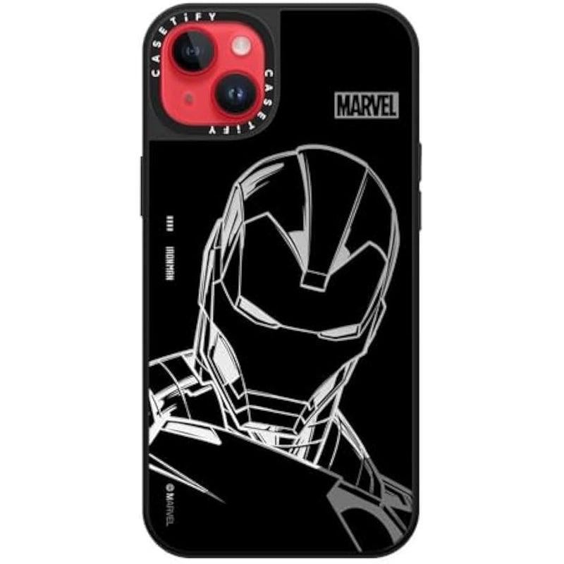 Casetify Mirror iPhone 14 Plus Case 【Iron Man Co-Lab/Reflective / 4.9ft Drop Protection/Compatible with Magsafe】 - Iron Man - Black - Silver on Black - Image 5