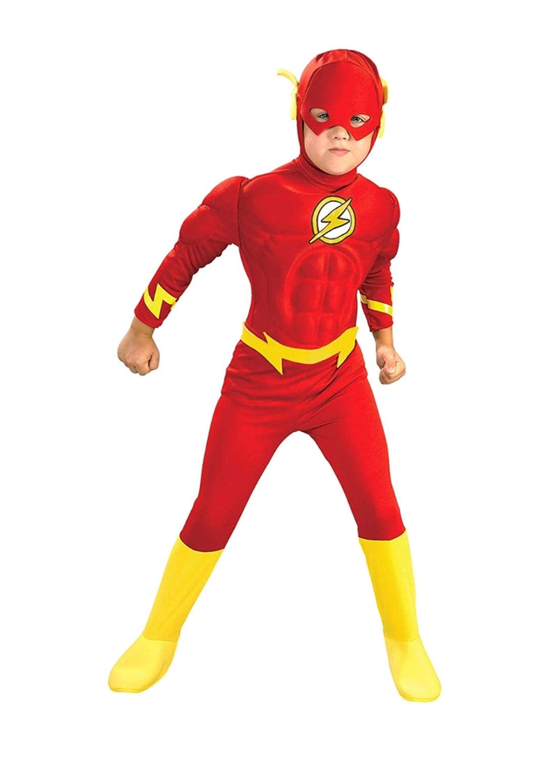 Flash Superhero Highly Detailed Breathable Muscle Dress Costume For Kids, 5 - 7 Years - Image 1