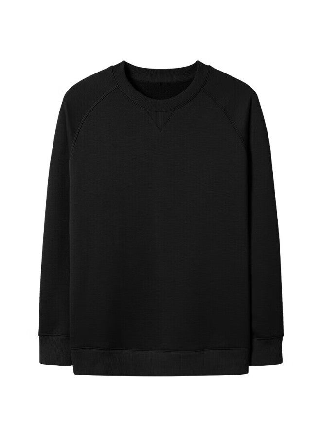 Markless Fleece-lined Sweatshirt For Men, High-tech Warmth Retention, Autumn And Winter Long-sleeve Base Layer, 2442 Starry Black, 2XL - Image 4