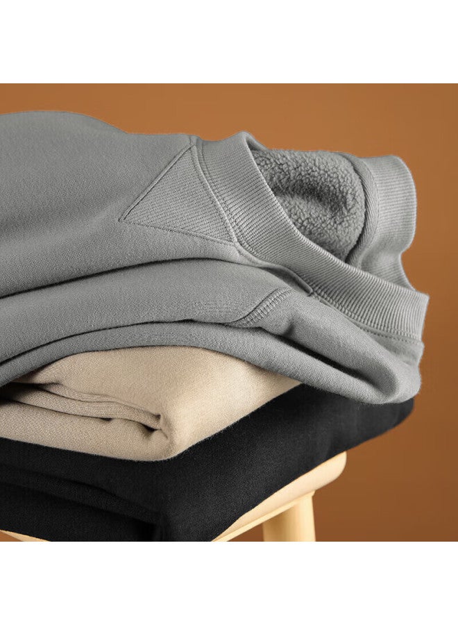 Markless Fleece-lined Sweatshirt For Men, High-tech Warmth Retention, Autumn And Winter Long-sleeve Base Layer, 2442 Starry Black, 2XL - Image 3