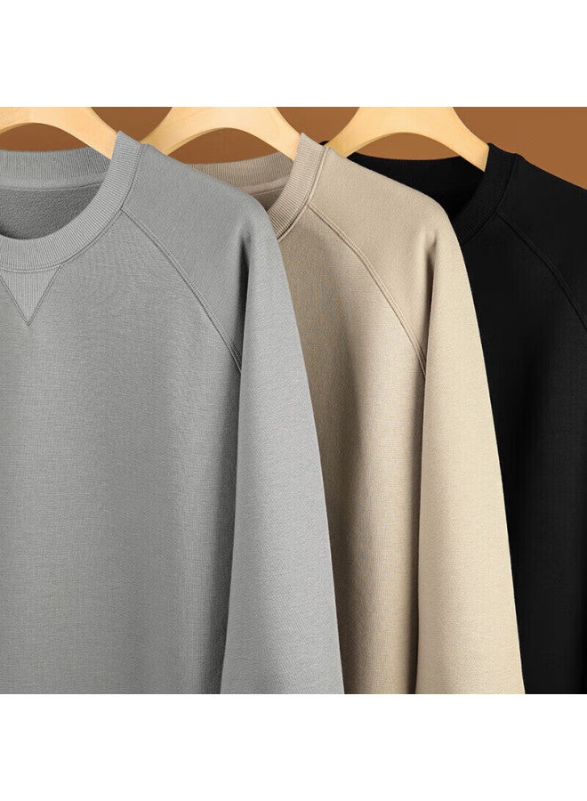 Markless Fleece-lined Sweatshirt For Men, High-tech Warmth Retention, Autumn And Winter Long-sleeve Base Layer, 2442 Starry Black, 2XL - Image 2