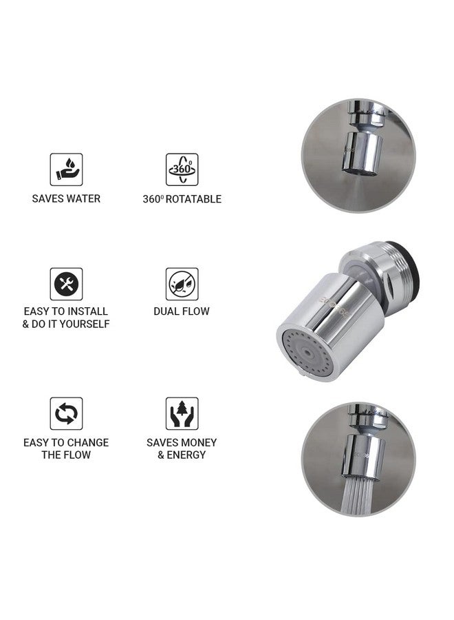 ECO365 Rotatable(360°) Swivel Dual Flow X22 Chrome Finish Aerator (Pack of 4) | Fits in both Inner(24mm) & Outer(22mm) Threaded Taps | Tap Extender with Jet & Eco Flow for Maximum Water Saving - Image 5