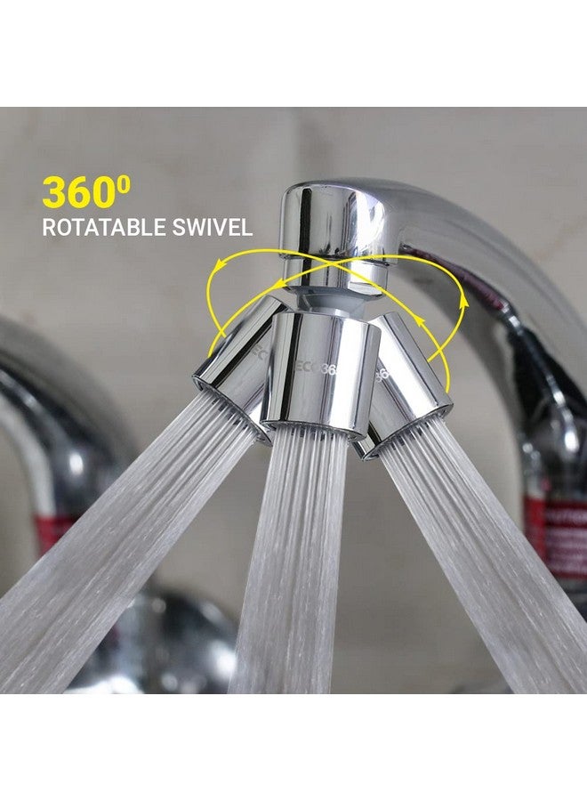 ECO365 Rotatable(360°) Swivel Dual Flow X22 Chrome Finish Aerator (Pack of 4) | Fits in both Inner(24mm) & Outer(22mm) Threaded Taps | Tap Extender with Jet & Eco Flow for Maximum Water Saving - Image 3