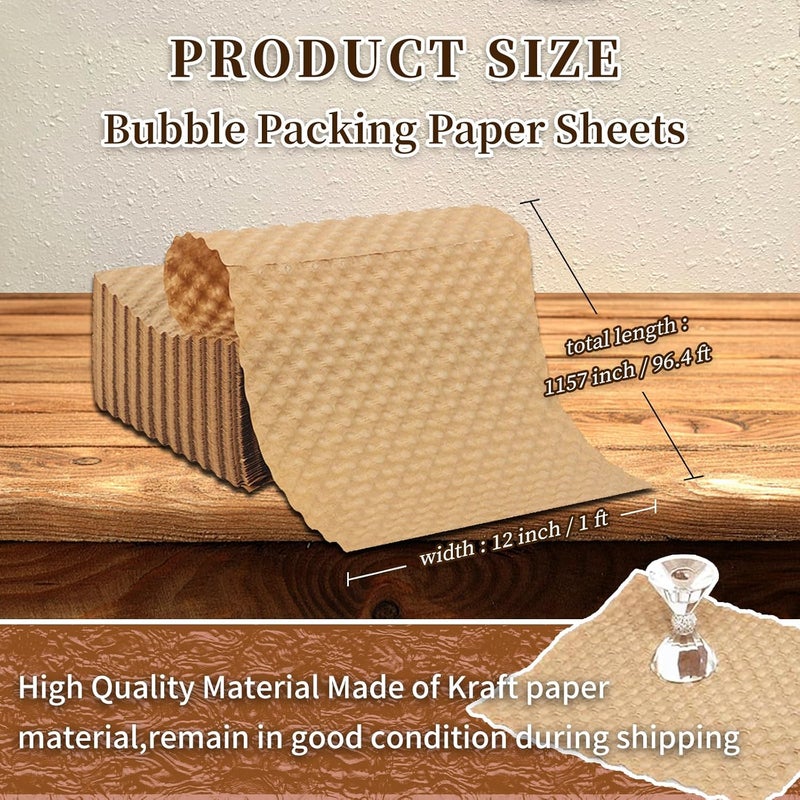 Shinok Paper Bubble Wrap 12in*96ft Eco Cushioning Wrap, Packing Supplies for Moving Shipping and Storing Delicate Items, Filler for Moving Boxes, Alternative to Plastic Bubble - Image 2