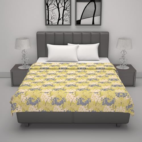 Divine Casa 100% Cotton Double Dohar | Soft & Breathable AC Blanket | Lightweight Summer Quilt | Reversible Design | 220 x 205 CM, Lemon Drop Yellow - Image 3