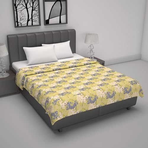 Divine Casa 100% Cotton Double Dohar | Soft & Breathable AC Blanket | Lightweight Summer Quilt | Reversible Design | 220 x 205 CM, Lemon Drop Yellow - Image 2