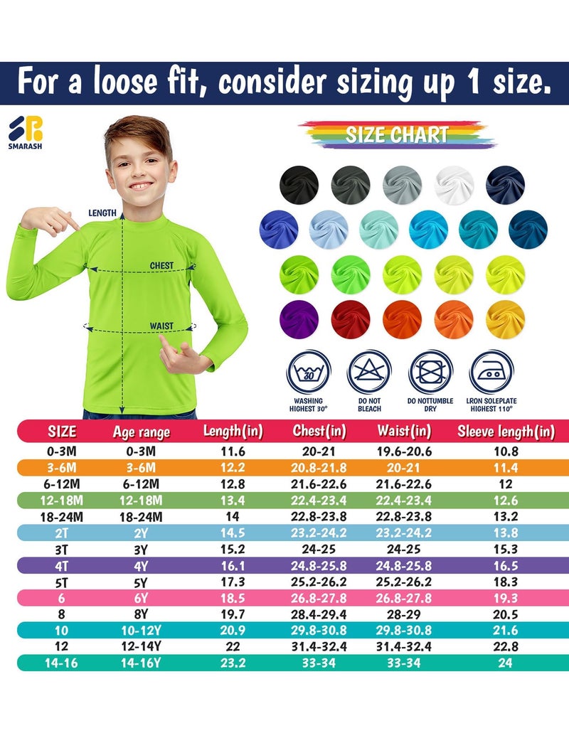 Smarash Boys Swim Shirts UPF 50+ Rash Guard Long Sleeve Quick Dry UV Protection Swimwear Kids Surfing Shirt Pool Bathing Shirt for Teen 10-12 Years Vivid Green - Image 3
