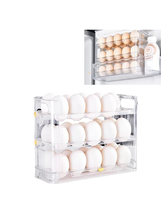 Thoraya - Refrigerator Egg Holder Space Saving Kitchen Egg Organizer Reversible Installation Plastic Egg Storage Container for Home - Image 1