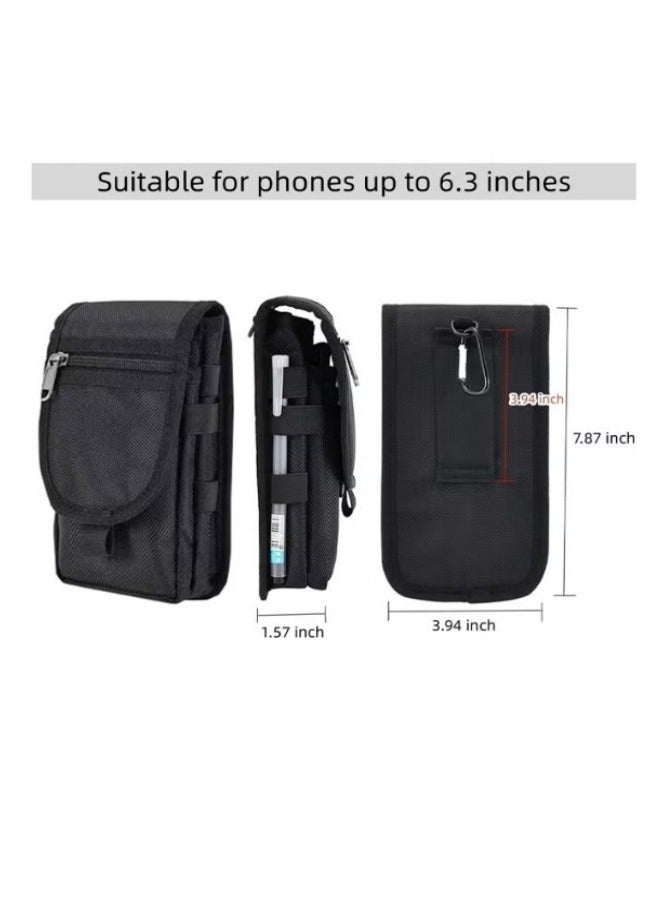 Phone Case Holder, Large Smartphone Pouch, Multi-Purpose Phone Belt Pouch, Cell Phone Tool Holder, Tactical Phone Holster Carrying Case, Belt Loop Pouch Men's Waist Pocket for Hiking & Rescue  - Image 2