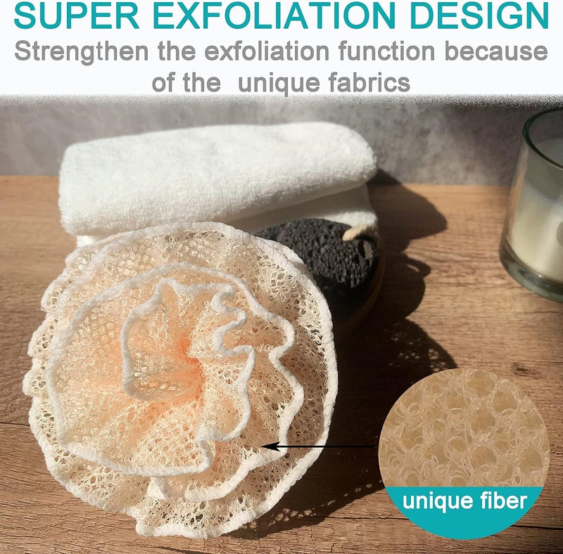 MrCuishop 4 pcsset 2 Soft Weave Home Spa Exfoliating Face and Body Wash Cloths DualTextured for Shower 2 Bath Spa Puff Scrubber Ball Remove Dead Skin Great for Skin Care in the Bath Rich Foams Bubble - Image 3