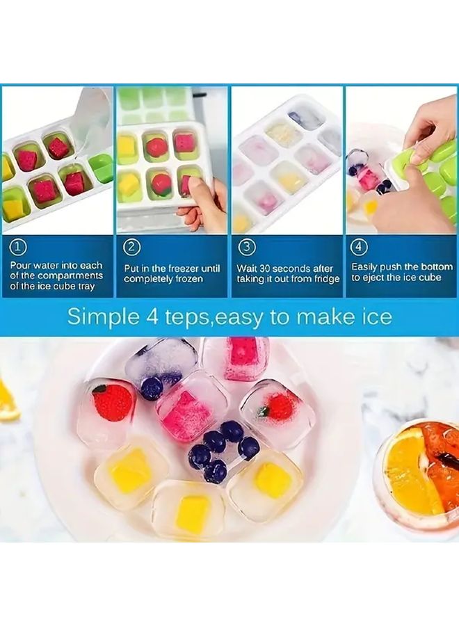 2pcs Green FlexiChill Silicone Ice Cube Tray With Lid BPA Free Spill Proof Stackable Easy Release Freezer Food Safe Universal Fit Kitchen Gadget - Image 4