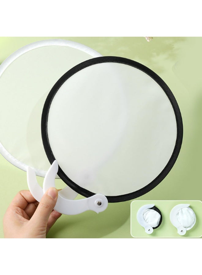 CMGTYYD 2 Pcs Foldable Round Hand Fan, White, One Size, Wearable Fan, Both Indoor & Outdoor, Foldable Hand Fan - Image 2