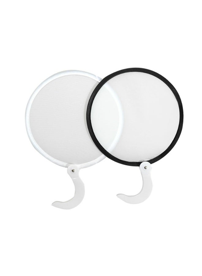 CMGTYYD 2 Pcs Foldable Round Hand Fan, White, One Size, Wearable Fan, Both Indoor & Outdoor, Foldable Hand Fan - Image 1