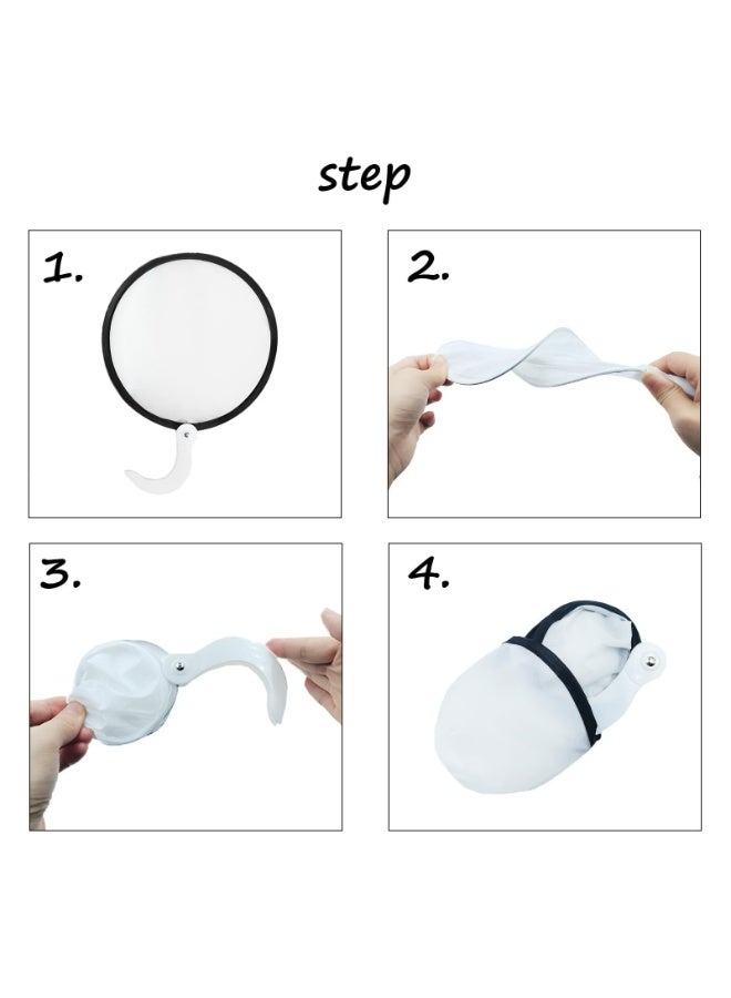 CMGTYYD 2 Pcs Foldable Round Hand Fan, White, One Size, Wearable Fan, Both Indoor & Outdoor, Foldable Hand Fan - Image 4