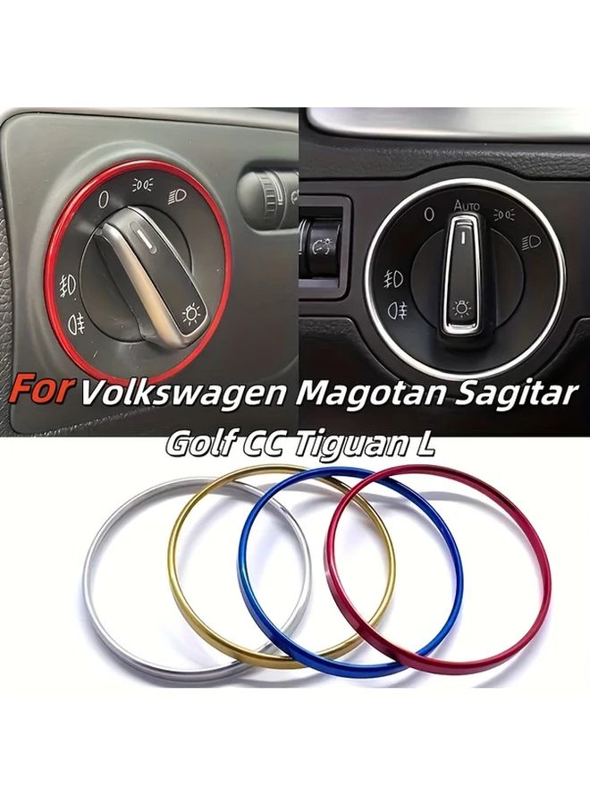 1pc Aluminum Decorative Ring For Car Automatic Headlight Switch Frame Golden Sticker Suitable For Magotan Jetta Golf CC And Tiguan L - Image 1