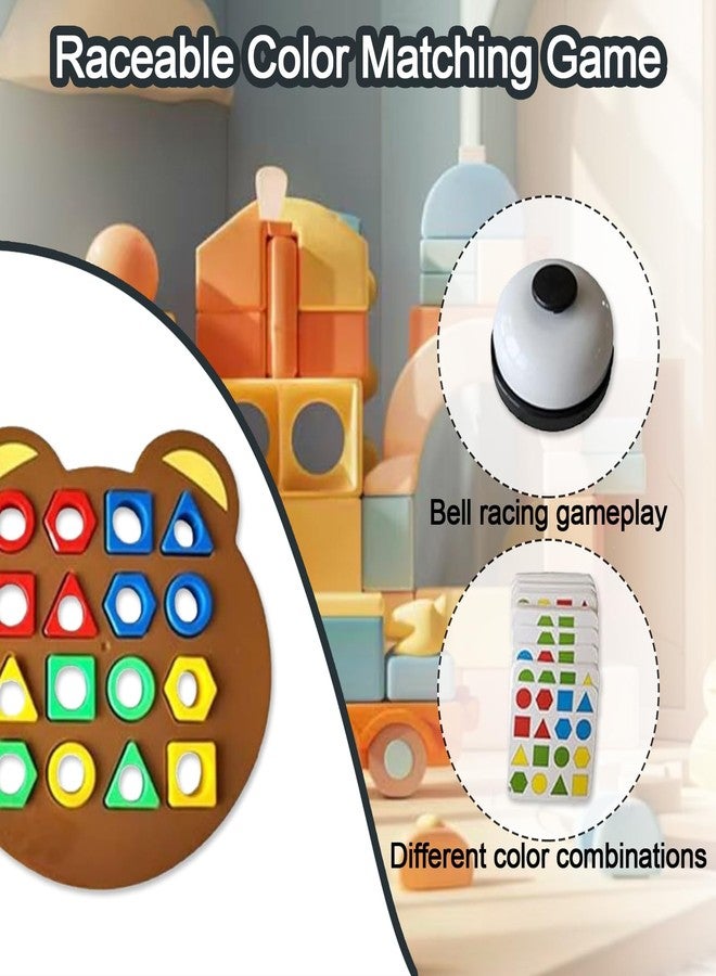 Xanadued Shape Matching Game, Children Puzzles Geometric Shape Quick Board Toy, Cute Bear Shaped Checkerboard Interactive Board Toys for Two Players (with Bell) - Image 3