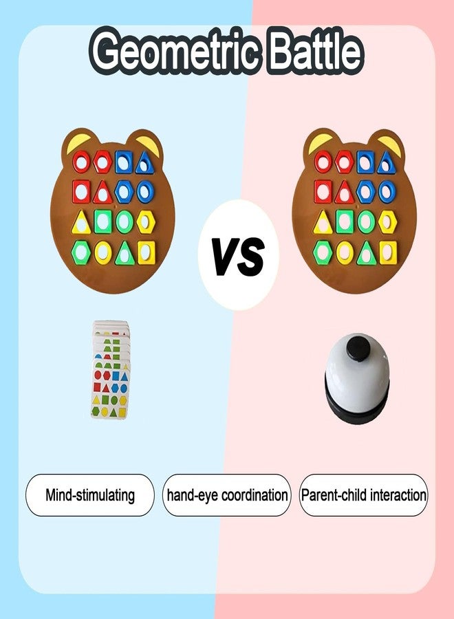 Xanadued Shape Matching Game, Children Puzzles Geometric Shape Quick Board Toy, Cute Bear Shaped Checkerboard Interactive Board Toys for Two Players (with Bell) - Image 4