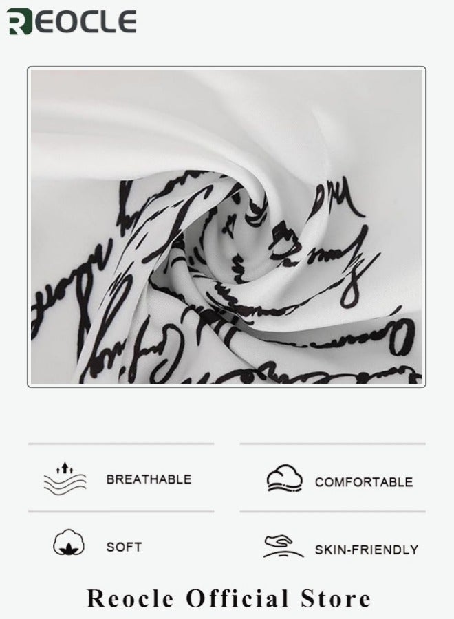 ريوكل قميص نسائي قميص موضة بطبعة حروف وياقة قميص بأكمام طويلة بطبعة صحف وأزرار قميص كاجوال فضفاض، قميص بأكمام طويلة وأنيق - Image 3