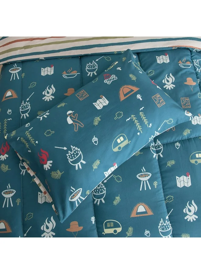 هوم بوكس طقم لحاف قطن فردي Joy Adventurer Campsite قطعتين 135 × 220 سم