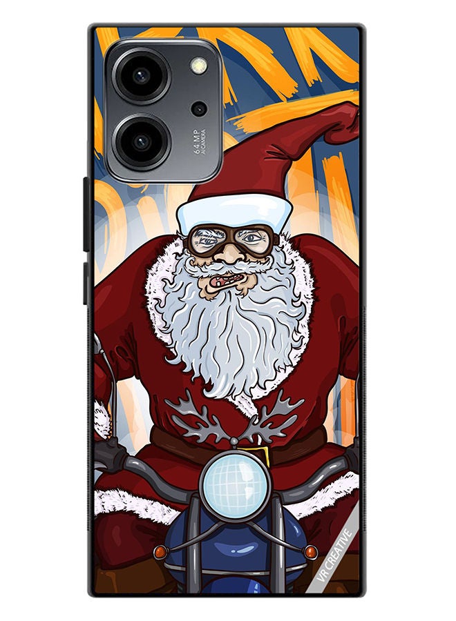 VR CREATIVE Protective Case Cover For Honor 80 SE Cartoon Christmas Postcard Santa Claus On Motorcycle Design Multicolour - Image 1