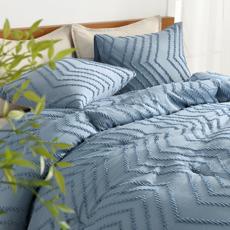Litanika Litanika Grayish Blue Full Comforter Sets  Lightweight Fluffy Bedding Comforter Sets for Bed  3 Pieces Down Alternative Comforter Bed Set Gift Choice (79x90Inches  1 Comforter and 2 Pillow Shams)  - Image 3