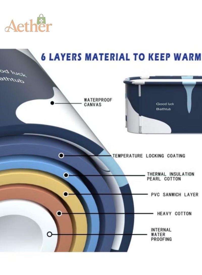 AETHER Extra Large Foldable Bathtub Freestanding Soaking Bathing Tub for Adult Bathroom Folding SPA Tub for Shower Stall, Separate Family Bathroom SPA Tub for Hot Ice Bath - Image 4