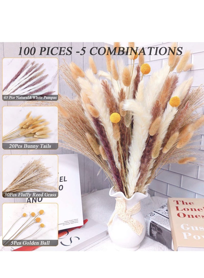 Generic 100PCS Pampas Grass Decor, 18 inch Dried Pampas Grass for Home Table Vase Rustic Farmhouse Decor, Fall Decor Wedding Decorations  - Image 1