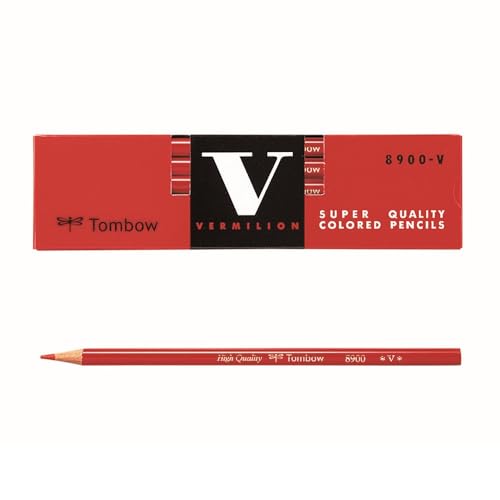 Tombow 8900-V Red Pencil, Round Shank, Vermilion, 1 Dozen - Image 1