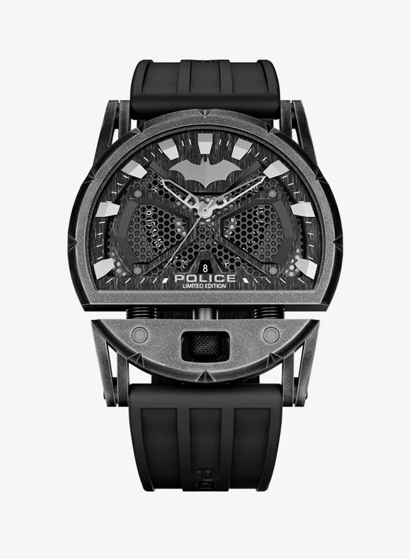 Police Dark Side Limited Edition Batman Men's Watch, 46mm Stainless Steel Case & Black Silicone Strap