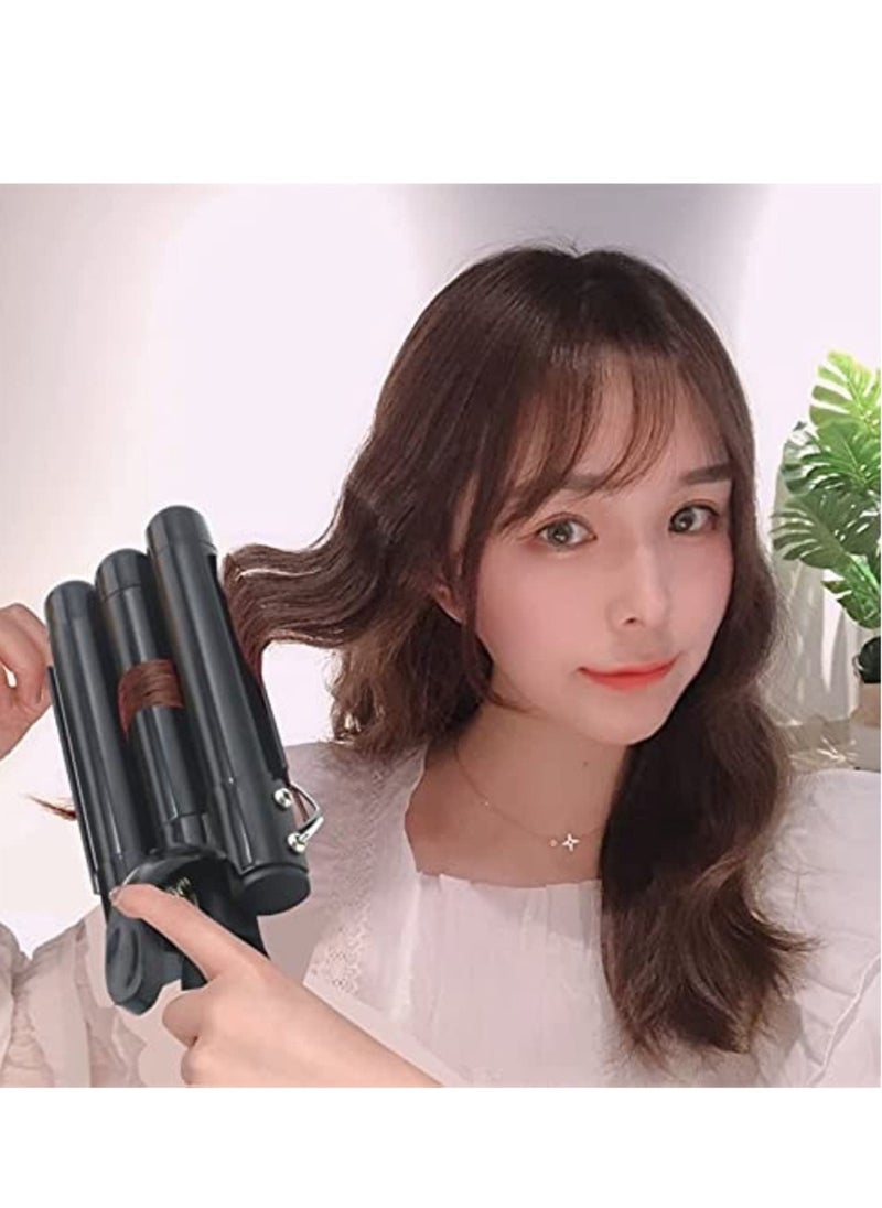 ELTRAZONE 3 Barrel Curling Iron Wand Hair curler hair wave hair iron Ceramic Tourmaline Triple Barrels, Dual Voltage Crimp  - Image 2