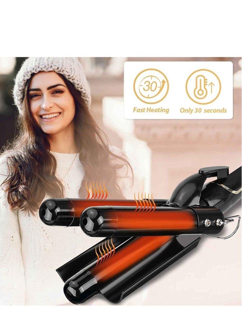 ELTRAZONE 3 Barrel Curling Iron Wand Hair curler hair wave hair iron Ceramic Tourmaline Triple Barrels, Dual Voltage Crimp  - Image 3