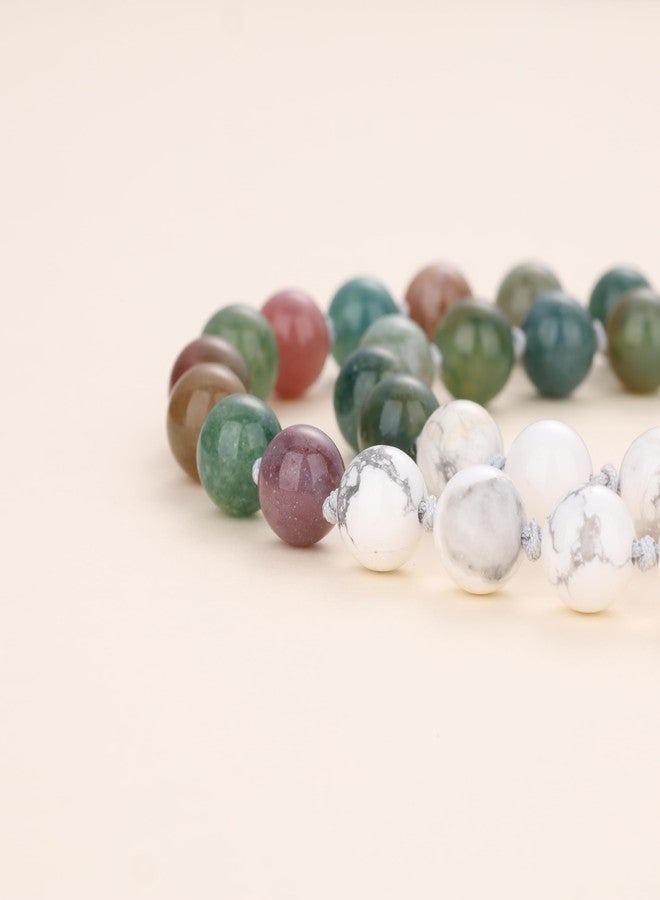 COAI Hand Knotted Tassel Howlite Indian Agate Stone 108 Beads Japa Mala Necklace Beaded Necklace - Image 5
