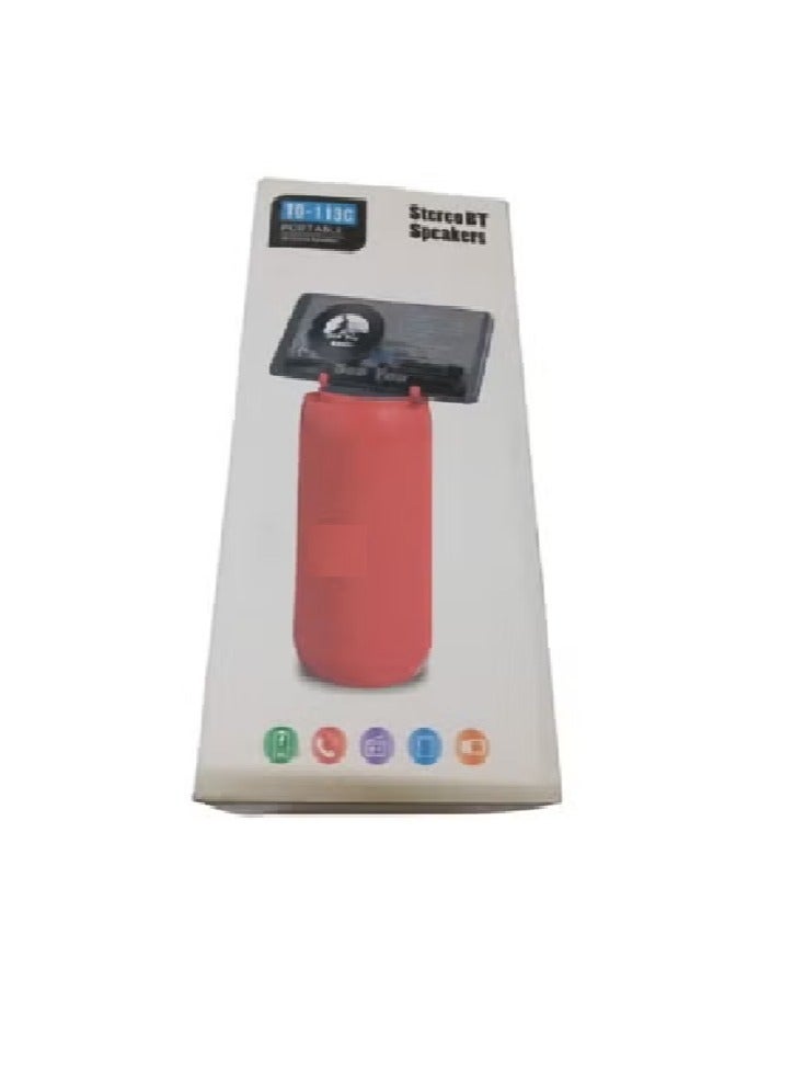 Tg 113c Portable Bluetooth Speaker With Fm Radio Tf Card Aux Surround Bass Subwoofer -RED - Image 3