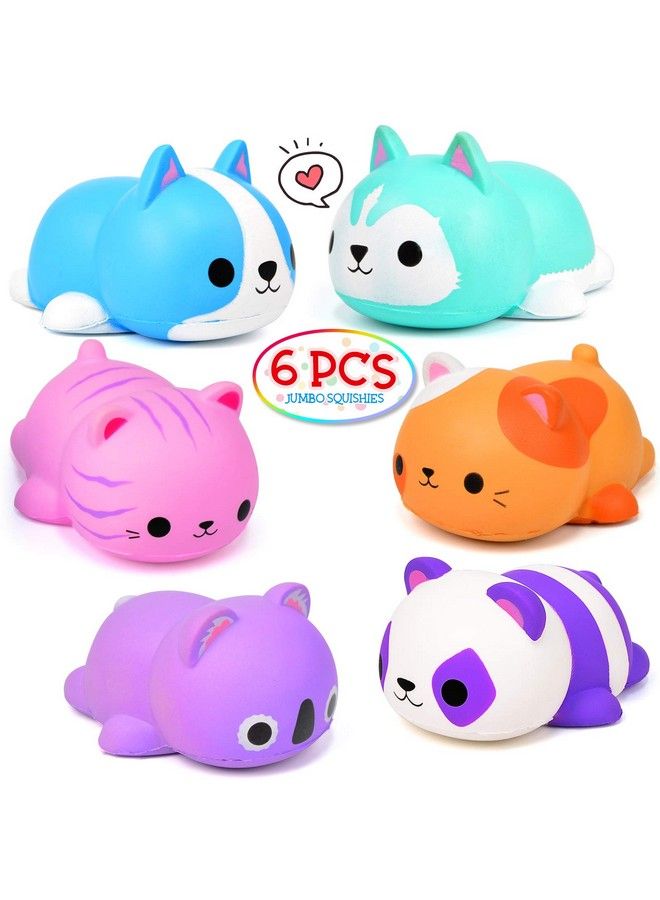 FLY2SKY 6Pcs Jumbo Squishies Slow Rising Squishies Animal Newest Cat Squishy Toys Party Favors Goodies Bags Class Prize Scented & Kawaii Squishys Stress Relief Toys For Adults - Image 2