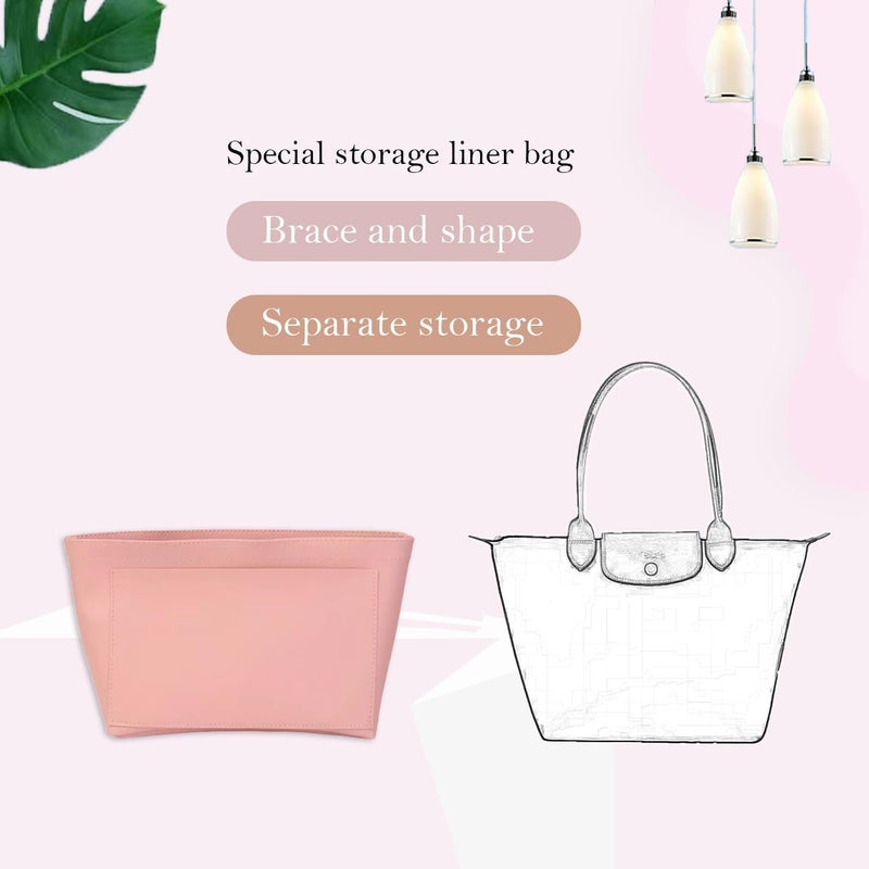D.DUO Purse Organizer, Multi-Pocket Felt Handbag Organizer, Folding Tote Bag organizer insert for Insert Wallet Organizer for Longchamp (Green, Small) - Image 4