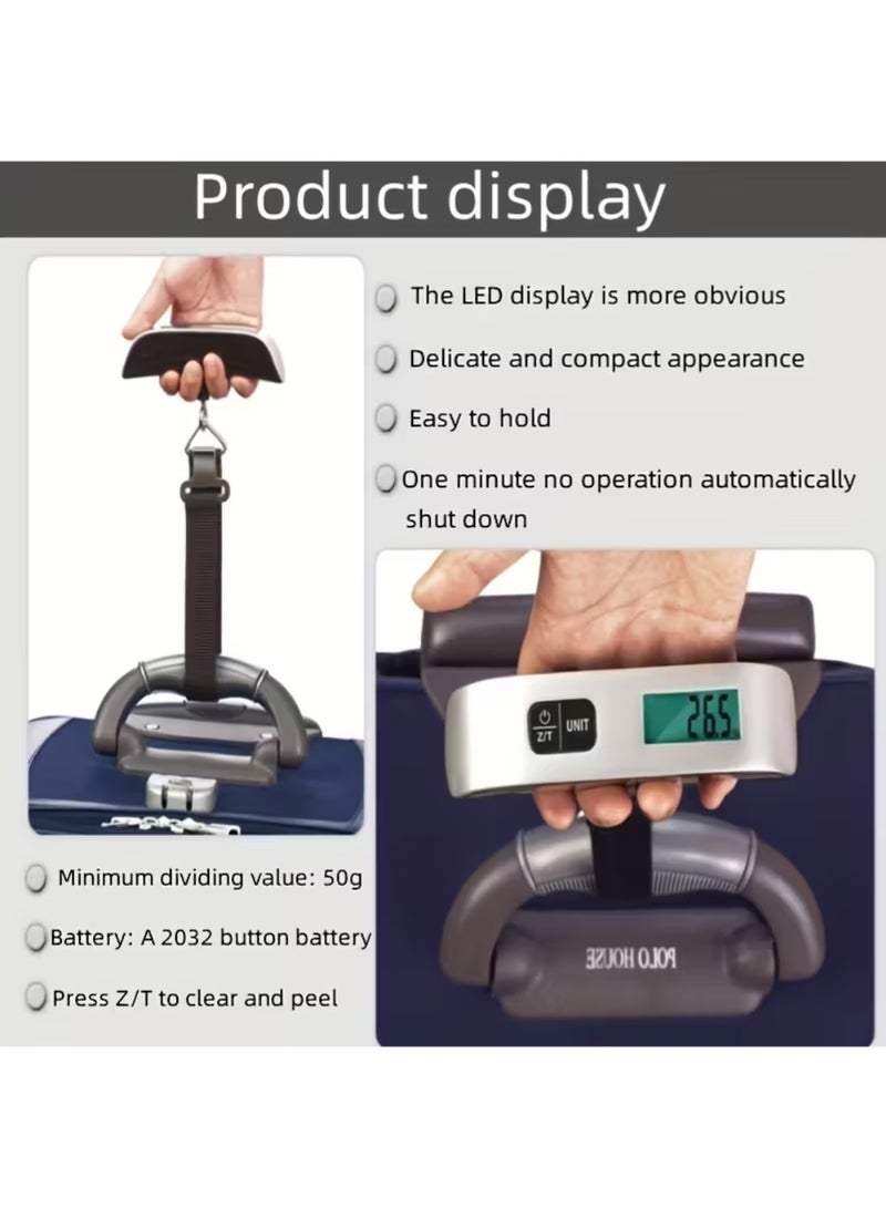 Zedtron Digital Handheld Luggage Hanging Scale – Portable Travel Baggage Weight Scale with Backlit LCD & Auto Lock (110 lb / 50 kg) - Image 5