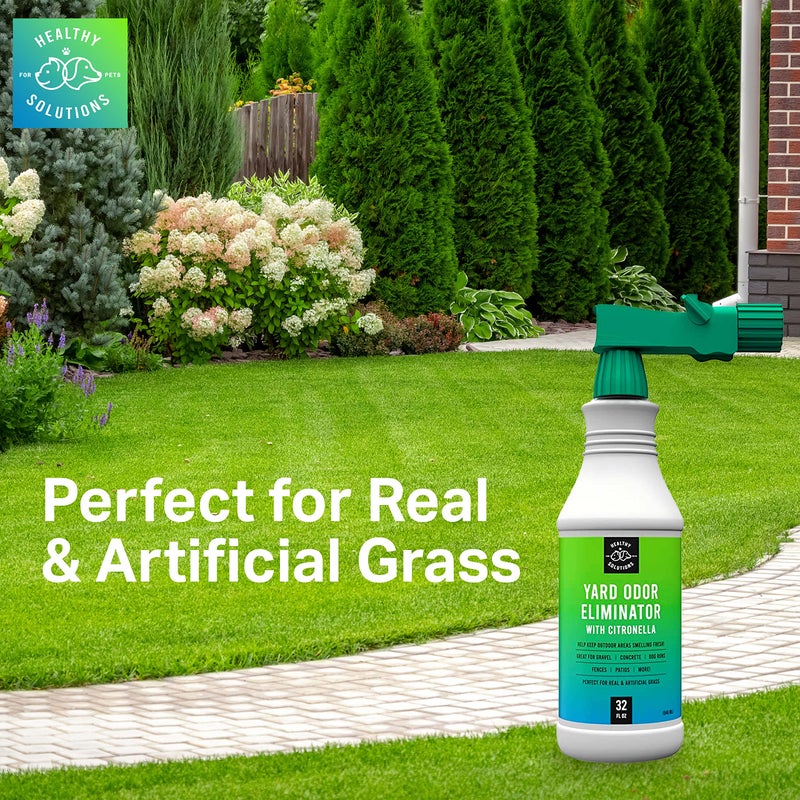 Healthy Solutions For Pets Yard Odor Eliminator for Dogs Plus Citronella - Outdoor Yard Deodorizer for Dog Urine & Poop - 32 fl oz Spray Eliminates Smell from Lawn and Yard - Use on Grass, Patios, Gravel, Concrete & More - Image 3