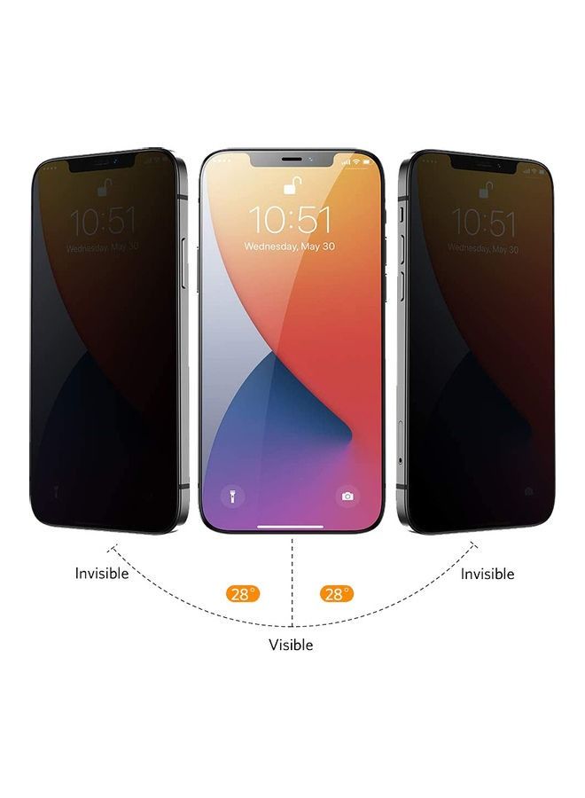 Privacy Full Screen Tempered Glass Screen Protector For Apple iPhone 12 Pro Black - Image 2