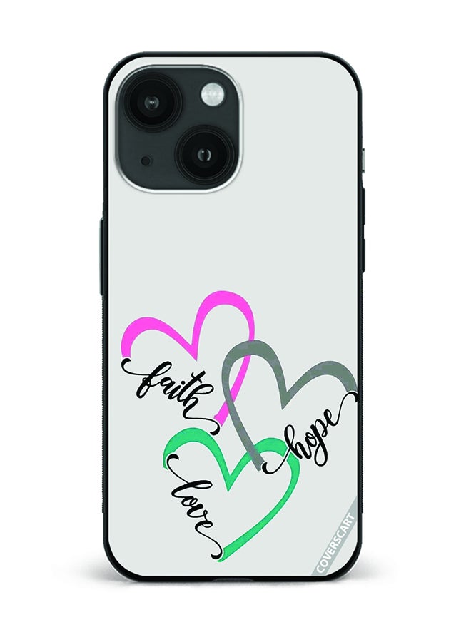 Protective Case Cover For Apple iPhone 14 Faith Love Hope Design Multicolour