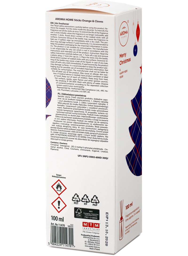 Aroma Home Joy Meri Christmas & New Year Orange & Cloves Gift Set, Scented Reed Diffuser 100ml & Candle 150g, Red, Made in Poland - Image 4