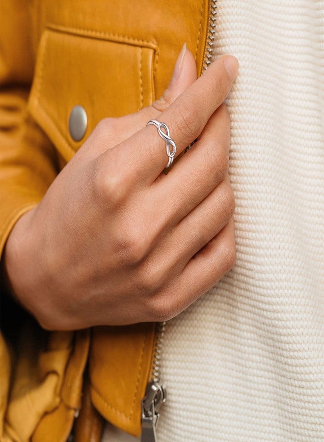 ChicSilver 925 Sterling Silver Ring High Polish Simple Infinity Knot Rings for Women Eternity Wedding Band Promise Rings Size 6 - Image 3