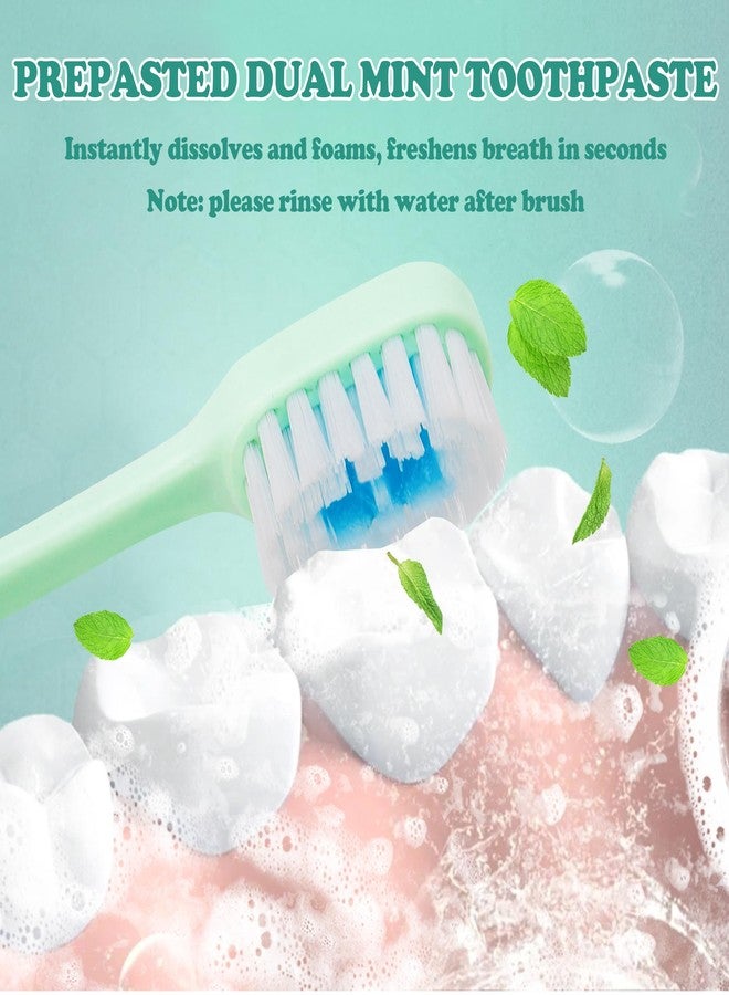 Lakeyface 5-in-1 Travel Toothbrush Set, Prepasted Disposable Mini Toothbrushes with Toothpaste + Tongue Scrapers + Floss + Pick for Work or Travel, Individually Wrapped, Mint, 12 Pack - Image 2