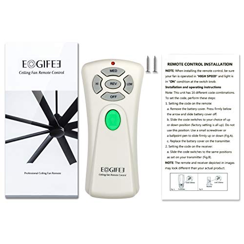 Eogifee Ceiling Fan Remote Control with Reverse, Light Dimmer, 3 Speed Adjustable Control of Replacement of Hampton Bay CHQ7080T UC7080T Remote Control Only Remote - Image 5