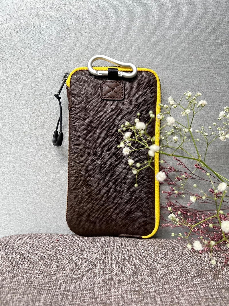 OneJoy Neoprene Phone Pouch, Lightweight Protective Cellphone Sleeve with Large Zipper Opening, Inner Pocket, Thermal Insulated, Durable Cell Phone Carrier for iPhone & Smartphones [ Brown ] - Image 2