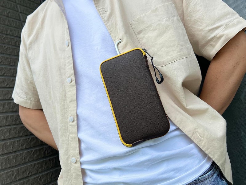 OneJoy Neoprene Phone Pouch, Lightweight Protective Cellphone Sleeve with Large Zipper Opening, Inner Pocket, Thermal Insulated, Durable Cell Phone Carrier for iPhone & Smartphones [ Brown ] - Image 4