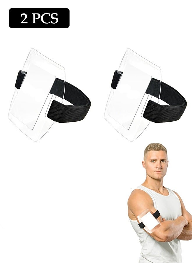 زوريا 2 قطعة حامل شارة الذراع ، حامل بطاقة اسم بلاستيكي واضح ، مع حزام قابل للتعديل لتمرير العمل حجم عالمي (أسود) - Image 1