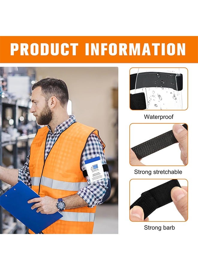 زوريا 2 قطعة حامل شارة الذراع ، حامل بطاقة اسم بلاستيكي واضح ، مع حزام قابل للتعديل لتمرير العمل حجم عالمي (أسود) - Image 3