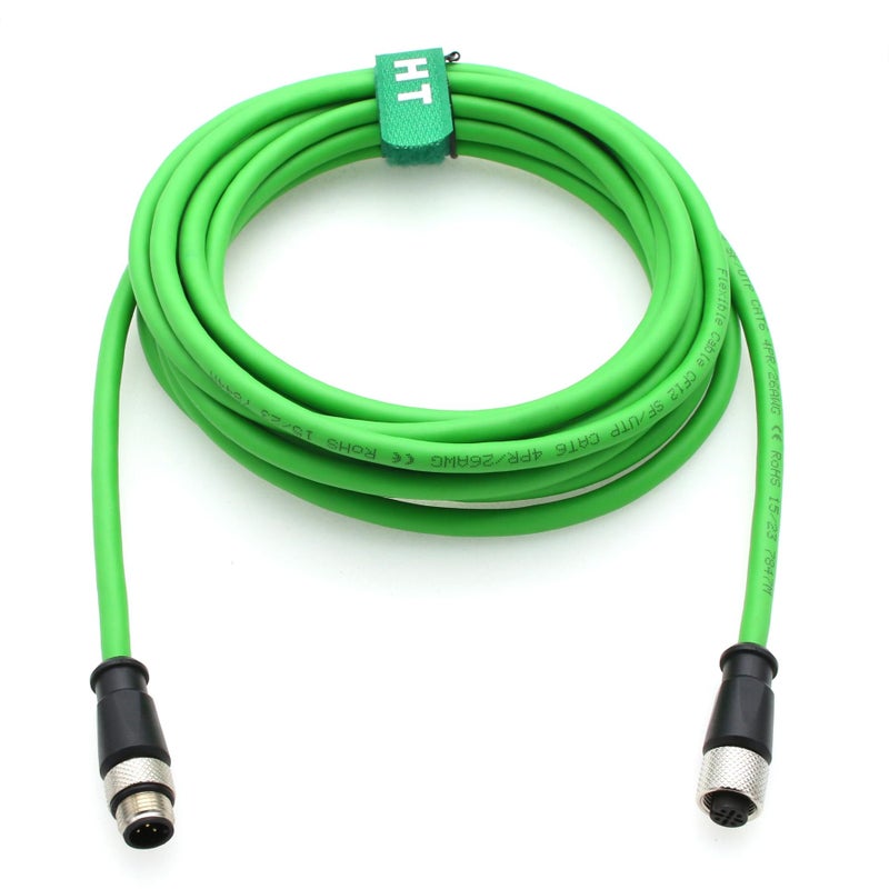 HangTon Sensor Network CAN Bus Cable for Industrial Control Automation IO Link Fieldbus NMEA2000 M12 A Code 5 Pin Male to 5 Pin Female CAT6 Shielded Waterproof Green 1M - Image 2