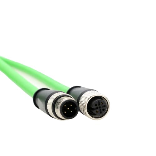HangTon Sensor Network CAN Bus Cable for Industrial Control Automation IO Link Fieldbus NMEA2000 M12 A Code 5 Pin Male to 5 Pin Female CAT6 Shielded Waterproof Green 1M - Image 3